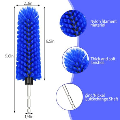 Drill Brush for Car Wheel and Bottle, Highly Dense and Durable Car Cleaning Brush for Wheels, Rims, Engines, Exhaust, Bottle - color: 1 Pack Dark Blue