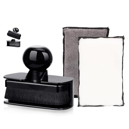BABYSHEEP Tire Shine Applicator Brush & Interior Scrubbing Sponge for Detailing,Extra Large Automotive Tire Dressing Applicator Brush with Storage Stand for Tire Detailing & Car Wash Kit (Black) - color: Black