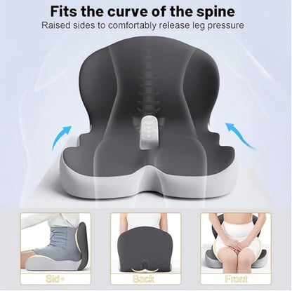 Memory Foam L-Shaped Integrated Seat Cushions for Car Truck Driver Ergonomic L Shape Lumbar Cushion Sciatica Back Pain Relief Office Chair Butt and Back Support Pillow Long Driving Booster Seat (D1) - color: D1