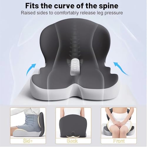 Memory Foam L-Shaped Integrated Seat Cushions for Car Truck Driver Ergonomic L Shape Lumbar Cushion Sciatica Back Pain Relief Office Chair Butt and Back Support Pillow Long Driving Booster Seat (I1) - color: I1