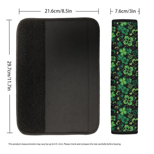 UNICEU Happy St Patrick's Day Car Seat Strap Pads, Lucky Green Leaf Universal Car Seat Belt Pads Cover- Protect Your Neck and Shoulder, Car Accessories Seatbelt Pads - color: Lucky Green Leaf