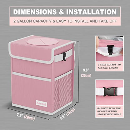 K KNODEL Waterproof Car Trash Can with Lid, Leak-Proof Garbage Bag, Hanging Bin for Women (Pink, Medium) - color: Pink, size: Medium