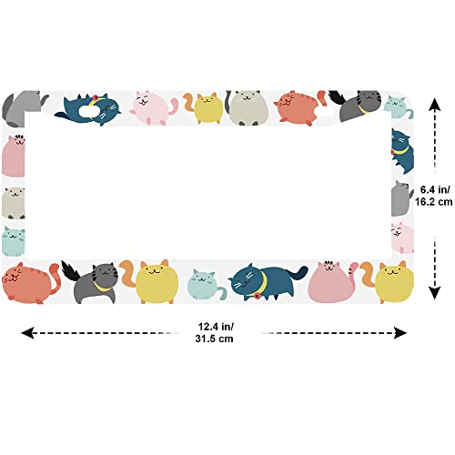 1Pcs Hand Drawn Cartoon Cat License Plate Frames Cover Holders Stainless Steel Cartoon Cat License Plate Cover with Screw Caps Cover and Screwdriver Set - 2-Hole (Hand Drawn Cartoon Cat) - color: Hand Drawn Cartoon Cat