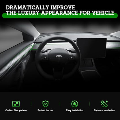 Dashboard Cover Wrap and Front Door Trim Armrest Panel Cover Wrap Compatible with Tesla Model 3(2021-2023) and Model Y(2019-2024) Tesla Interior Cover Trim 4PCS-Matte Carbon Fiber - color: Matte Carbon Fiber