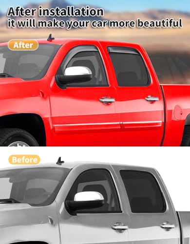in-Channel Window Rain Guards Fit for Truck Chevrolet (Chevy) Silverado/GMC Sierra 2007-2013 Crew Cab Extra Durable Window Deflectors Window Visors Vent Shades Vent Visors Car Accessories - size: Fit for 2007-2013 Silverado/ Sierra Crew Cab