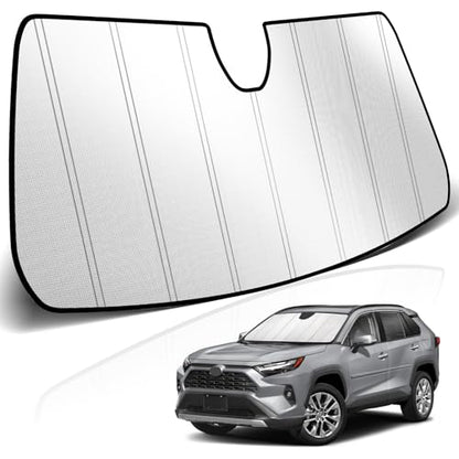 KUST Windshield Sun Shade for Toyota RAV4 2019-2025 Foldable Thicken Window Sunshade UV Protection Keep Cool Sunshield Easy Install Sun Visor Accessories Aluminum Film - size: FOR | Thickened Toyota RAV4 2019-2025