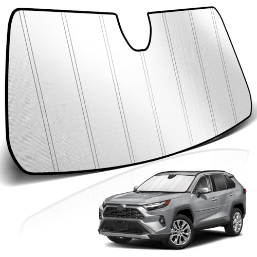 KUST Windshield Sun Shade for Toyota RAV4 2019-2025 Foldable Thicken Window Sunshade UV Protection Keep Cool Sunshield Easy Install Sun Visor Accessories Aluminum Film - size: FOR | Thickened Toyota RAV4 2019-2025