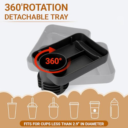 Travel Tray for Kids Car Seat - Silicone Car Seat Cup Tray, Travel Tray for Car Seat with Expandable Base for Fruit, Toys, Books Fits Most Cup Holders