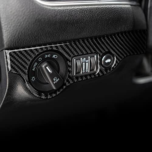 Car Headlight Switch Control Cover Decals for 2011-2023 Chrysler 300 / 300C / 300S / Limited/Touring/Base Accessories Carbon Fiber Stickers - color: Headlight Switch Cover Trim