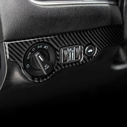 Car Headlight Switch Control Cover Decals for 2011-2023 Chrysler 300 / 300C / 300S / Limited/Touring/Base Accessories Carbon Fiber Stickers - color: Headlight Switch Cover Trim