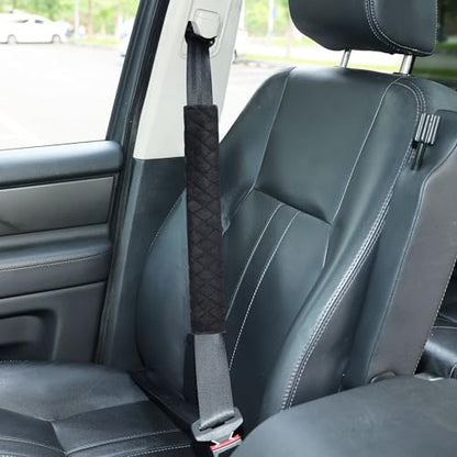 Amooca Soft Automotive Seat Belt Cover Seatbelt Shoulder Pad Neck Protector Cushions Universal Fit SUV Trucks Backpack Black Extra Long 15.7in - color: Black, size: 15.7in-1pc