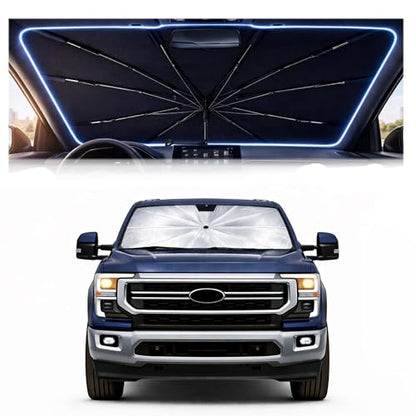 2026 Upgraded Car Windshield Sun Shade Umbrella - Custom-Fit for Ford F-250 2021-2026 Umbrella Sunshade,Easy Install,UV Protection & Heat Reflective,Keep Interior Cooler with Storage Bag - size: For Ford F-250 2021-2026