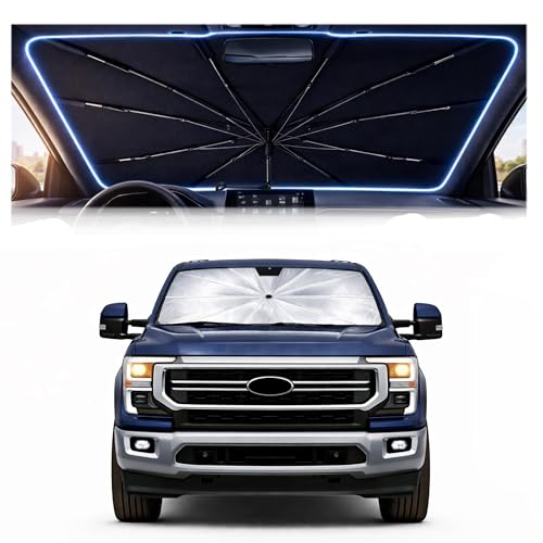 2026 Upgraded Car Windshield Sun Shade Umbrella - Custom-Fit for Ford F-250 2021-2026 Umbrella Sunshade,Easy Install,UV Protection & Heat Reflective,Keep Interior Cooler with Storage Bag - size: For Ford F-250 2021-2026