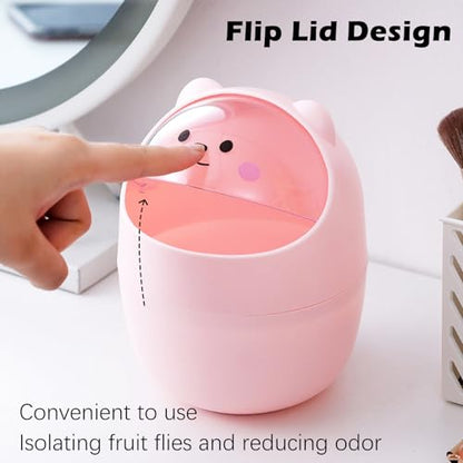 3 Pack Cute Mini Trash Can, Desktop Trash Can with Lid, Small Garbage Can with 180 Trash Bags, Tiny Countertop Wastebasket for Kids, Kawaii Waste Bin for Office Bedroom Bathrooms Desk Car - color: Style 1, 3Pcs