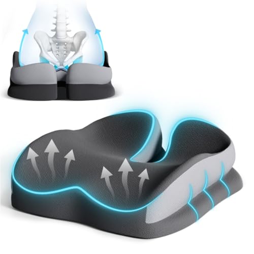 Seat Cushions for Office Chairs Wheelchair Cushion for Long Sitting Back Pain，Memory Foam Seat Car Computer Desk Chair Cushion，Coccyx Cushion for Tailbone Pain Relief Cushion Office Chair Butt Pillow - color: Grey