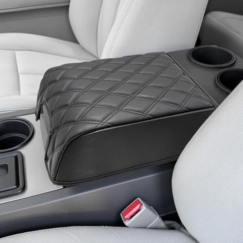 KBH Center Console Armrest Cover for F150 2004-2014, Lincoln Mark LT 2006-2008, Ford Expedition 2007-2017, Arm Rest Lid Cushion, Anti-Scratch, Black (Fits Bucket Seat Console Only) - size: Bucket Seat, 04-14 F150, Black