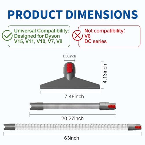 Mattress Tool Kit with Extension Hose and Quick Release Button Compatible with Dyson V7 V8 V10 V11 V15 Cordless Vacuums - color: Extension Hose and Mattress Tool