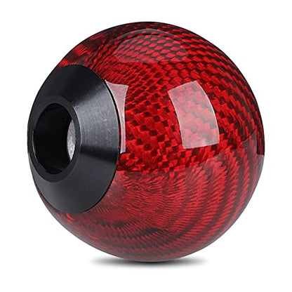 Carbon Fiber Shift Knob Gear,Universal Carbon Fiber Style Round Ball Shift Knob with 3 Adapter Shift Lever (Red) - color: Carbon Fiber(Red)