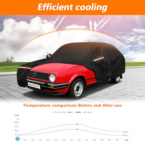 Car Cover for Volkswagen Golf MK2 1983-1992, 420D Oxford Cloth and Cotton Car Cover Waterproof All Weather with Zipper Windproof Heavy Duty All Weather with Wind, Sun, UV and Dust Protection - size: for Volkswagen Golf MK2 1983-1992