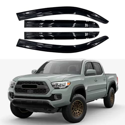 Tacoma Rain Guards for 2016-2023 Double Cab/Crew Cab - 4pcs Side Window Visor Deflectors - size: 2016-2023 Toyota Tacoma Double Cab/Crew Cab