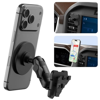 Surfcabin CNC Truck Air Vent Phone Holder, Magnetic Full Metal Phone Mount for F150, Phone Cradles Compatible with Ford F150 2021-2025 & Super Duty F250 F350 F450 2021-2025 and Most Cellphones - style: Compatible with F150 2021-2026 with Metal Arm