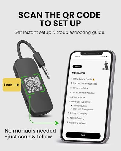 Avantree Relay - Premium Airplane Bluetooth Adapter with Advanced Qualcomm Chipset, 2 Headphones Support, 25hrs Play Time, aptX Adaptive & HD Audio Transmitter for Airpods, Bose & Travel Flight - color: 3-Midnight Blue