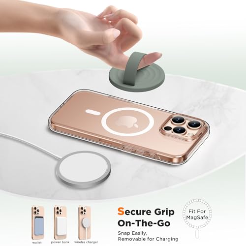 Magnetic Phone Grip Ring Holder, Liquid Silicone Magnet Cell Phone Grip Finger Loop, Compatible with Magsafe, Back of Phone for iPhone 17/16/15/14/13/12 Series, Calke Green - color: Calke Green
