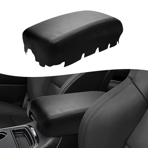 KBH Center Console Armrest Cover Replacement for Dodge Durango & Jeep Grand Cherokee 2011-2020, Middle Console Arm Rest Lid Upholstery, Vinyl Leather, Anti-Scratch, Black (Leather Part Only) - color: Black, size: Grand Cherokee & Dodge Durango 2011-2020