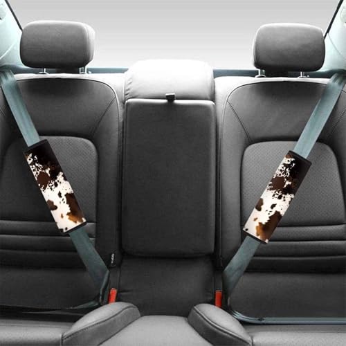 Brown Cow Print Car Seat Belt Pads Cover Universal Seat Belt Shoulder Strap Covers Harness Pad for Car or Bag,Soft Comfort Helps Protect You Neck and Shoulder from The Seat Belt Rubbing - color: Brown Cow Print