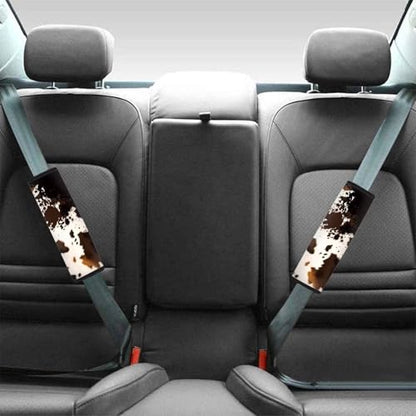 Brown Cow Print Car Seat Belt Pads Cover Universal Seat Belt Shoulder Strap Covers Harness Pad for Car or Bag,Soft Comfort Helps Protect You Neck and Shoulder from The Seat Belt Rubbing - color: Brown Cow Print