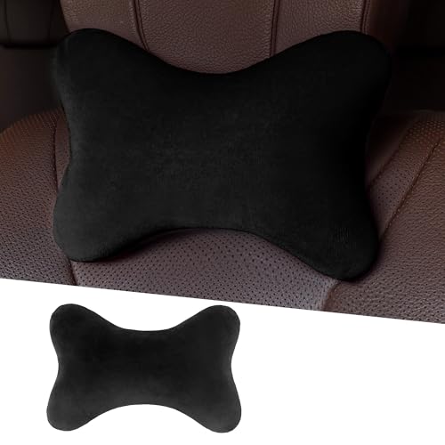 Car Headrest Pillow, Soft Comfortable Memory Foam Automotive Neck Pillow Cushion for Neck Pain Pressure Relief, Universal Fit (Black) - color: Black