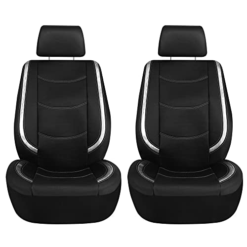 FH Group Full Set Faux Leather Car Seat Covers - Universal Fit, Low Back Front Seat Covers, Airbag Compatible, Split Bench Rear, Seat Cover for SUV, Sedan, White - color: White, style: Seat Covers