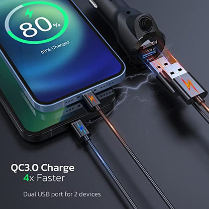 Nulaxy Bluetooth FM Transmitter for Car, Wireless Car Bluetooth V5.0 Adapter with Big Color Screen, Support QC3.0 Fast Charging, Hands-Free Call, MP3 Music Player BASS&TRE Booster, TF Card AUX-KM28 - color: Black