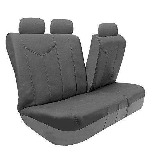 FH Group Car Seat Covers Rome PU Leather Split Bench Seat Covers w. 3 Headrests - Fit Most Car, Truck, SUV, or Van (Solid Gray) PU009013 - color: Gray, size: Rear Set