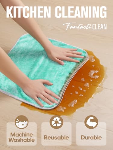 Fantasticlean Microfiber Car Detailing Towels, Car Drying Towel with Edge, Plush, Coral Fleece, 700GSM, 16" x 16", 6 Pack, Scratch-Free, Ultra Absorbent, Car RV Boat House Cleaning (Grey and Green)