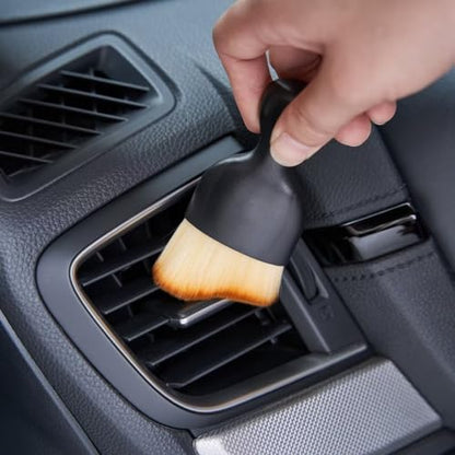 Car Interior and Exterior Soft bristles Detail dust Brush Interior dusting Brush Dashboard Cleaning Brush Home Office Computer Keyboard dusting Tools+ Double-Sided Suede Cleaning Towel - color: 2 Piece Brush + Towel