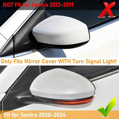 Moonlinks Compatible with Nissan Sentra 2020 2021 2022 2023 2024 Side Mirror Cover Replacement, Pearl White Left Driver Side Clip-on Mirror Cap for Sentra S/SR/SV/Sense/Advance/Exclusive - color: Left Pearl White
