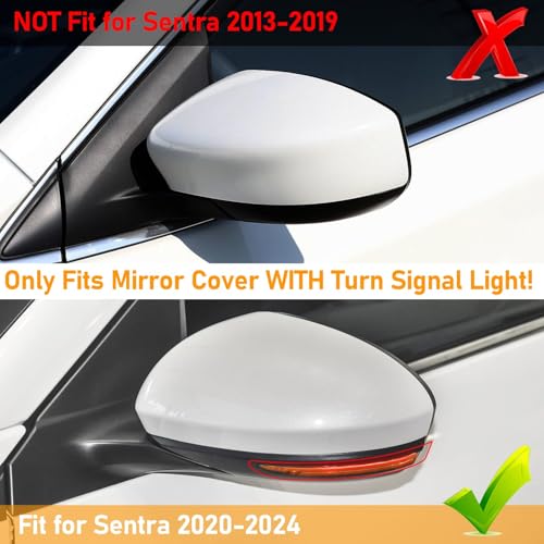 Moonlinks Compatible with Nissan Sentra 2020 2021 2022 2023 2024 Side Mirror Cover Replacement, Pearl White Left Driver Side Clip-on Mirror Cap for Sentra S/SR/SV/Sense/Advance/Exclusive - color: Left Pearl White
