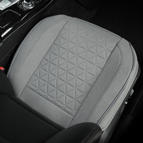 West Llama Linen Front Car Seat Cover Protector Anti-Slip Bottom Seat Cover Fits 95% of Vehicles,Wrapping Around The Bottom,Triangular Pattern(Gray-1Pcs) - color: Triangular Pattern-Gray, size: 1pc
