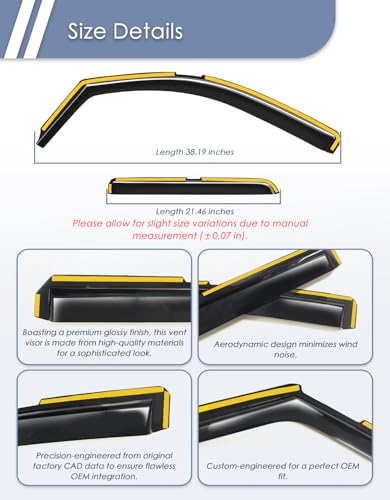 in-Channel Window Rain Guard for Chevrolet Chevy Silverado/GMC Sierra 2014-2018 Double Cab Rain Guards Side Window Visors Low Profile Vent Visor Window Deflectors Vent Shades Truck Accessories - size: For 2014-2018 Silverado/GMC Sierra Double Cab