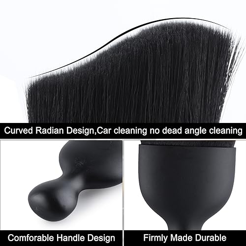 GaRhomxy Car Detailing Brushes, Car Interior Dust Sweeping Soft Brush, Soft Bristles Brush Cleaning Tool for Automotive Dashboard, Air Conditioner Vents, Computer, Scratch Free(Black) - color: Black