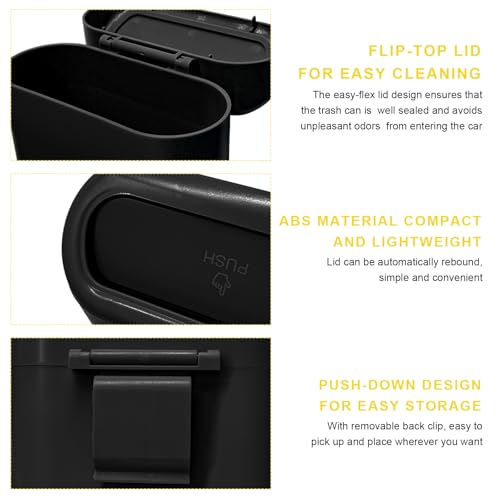 Car Trash Can Bin with Lid, Mini Portable Auto Garbage Can with 15Pcs Trash Bags, Waterproof Leakproof Small Garbage Organizer, Car Dustbin for Vehicle, Home, Office (Black) - color: Black