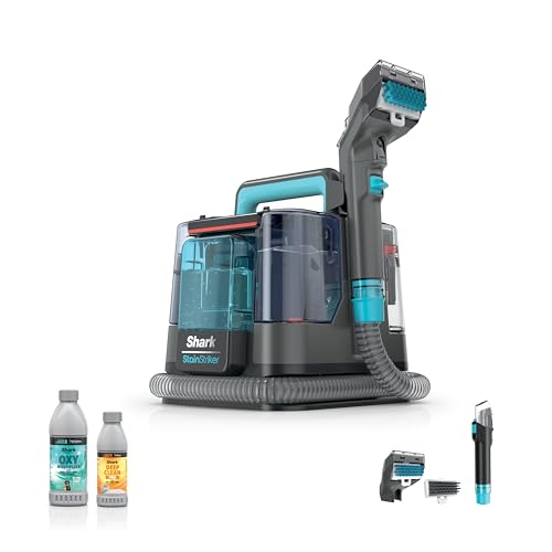 Shark StainStriker Portable Carpet & Upholstery Cleaner with On-Board Self-Cleaning, Spot, Stain, & Odor Eliminator, Includes 2 Cleaning Tools, 2 Cleaning Solutions, Charcoal, PX221BRN - style: StainStriker w/ Onboard Self-Cleaning
