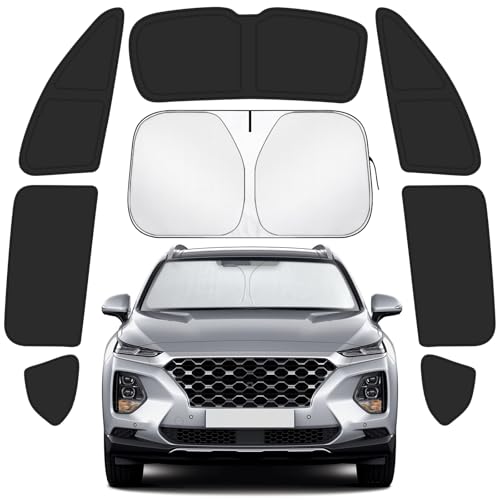Car Window Shades Intended for Hyundai Santa Fe 2019-2023, Privacy Window Covers 8PCS for Side, Rear & Windshield, Car Shield Sunshade for Privacy Protection, Heat Blocking, Camping and Parking - size: For Hyundai Santa Fe 2019-2023