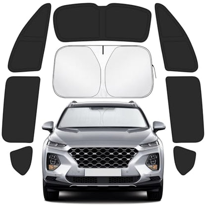 Car Window Shades Intended for Hyundai Santa Fe 2019-2023, Privacy Window Covers 8PCS for Side, Rear & Windshield, Car Shield Sunshade for Privacy Protection, Heat Blocking, Camping and Parking - size: For Hyundai Santa Fe 2019-2023