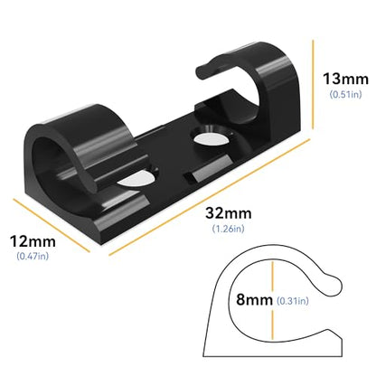 CableGeeker 50Pcs Adhesive Cable Clips, Cord Management Clips Wire Holders for Cords Cable Holder Clip Cable Management Clips for Under Desk/Car/Wall/TV/PC/Ethernet Cable (Black) - style: Adhesive Round Cable Clips 50Pcs