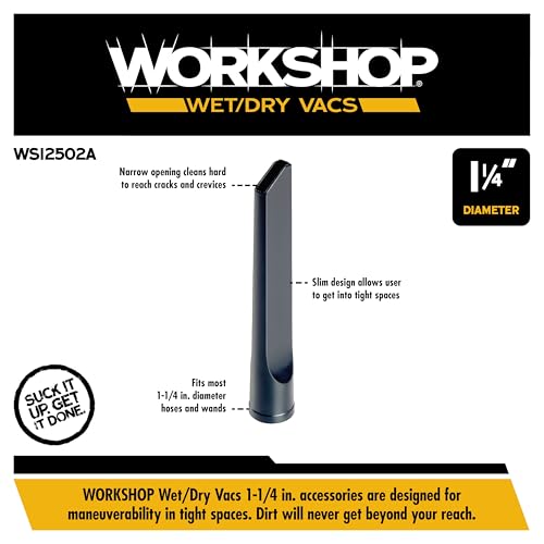 WORKSHOP Wet/Dry Vacs Shop Vacuum Accessories WS12502A Crevice Tool Attachment for Wet Dry Vacuum Cleaners, Fits 1-1/4-inch Extension Wands and Hoses - size: 1-1/4"