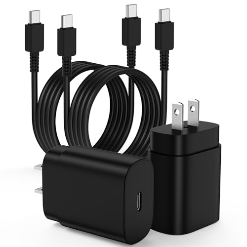 2Pack 25W USB C Charger for Samsung Galaxy S24 Ultra, Super Quite Fast Charging Type C Block with 3FT C to C Cord for Samsung Galaxy Tab S9 S8 S23 Ultra S22 Ultra S23 S22+ S22 S21 Note 10 Plus 20 - color: Black, size: 2Pack 3Feet