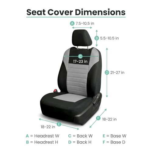 FH Group Gray Polyester Car Seat Cover, 3D Air Mesh, Front Set, Airbag Compatible, Universal Fit for Cars Trucks SUVs - color: Gray, size: Front Set