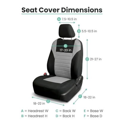 FH Group Gray Polyester Car Seat Cover, 3D Air Mesh, Front Set, Airbag Compatible, Universal Fit for Cars Trucks SUVs - color: Gray, size: Front Set